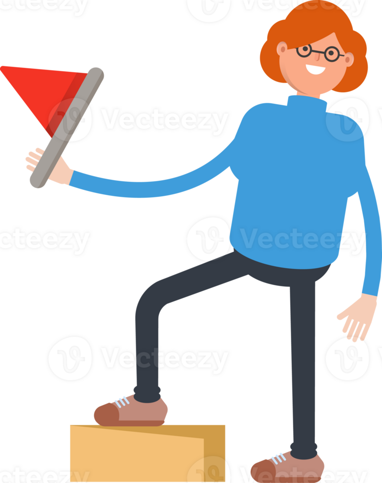 Woman Character Holding Flag png