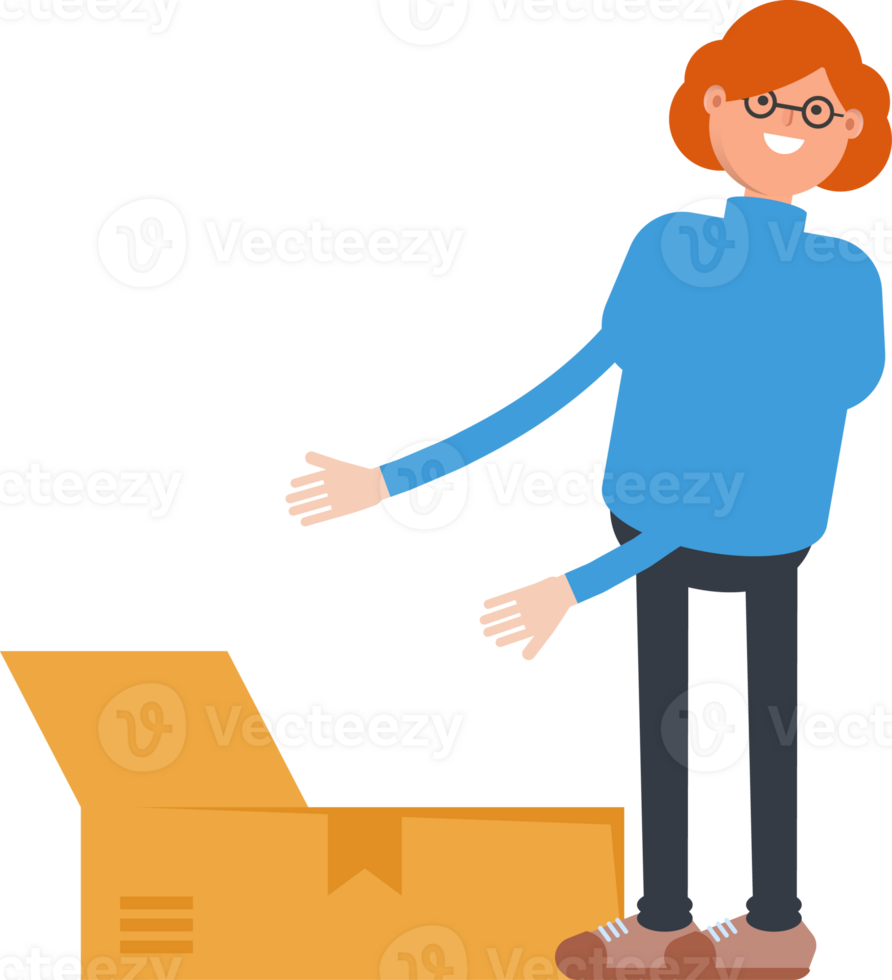 Woman Character Opening Box png