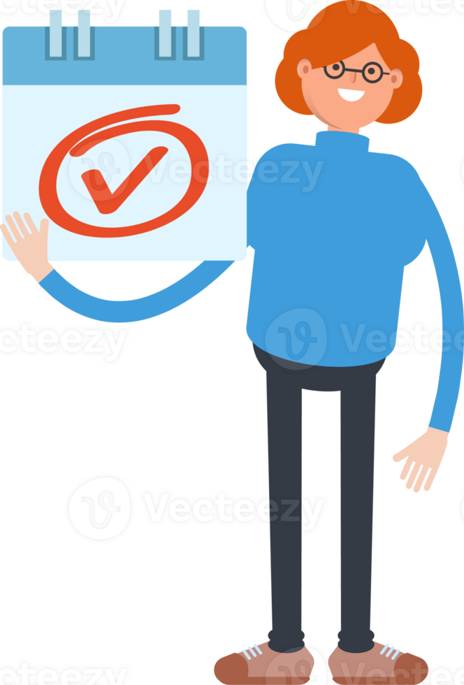 Woman Character and Check Mark Sign png