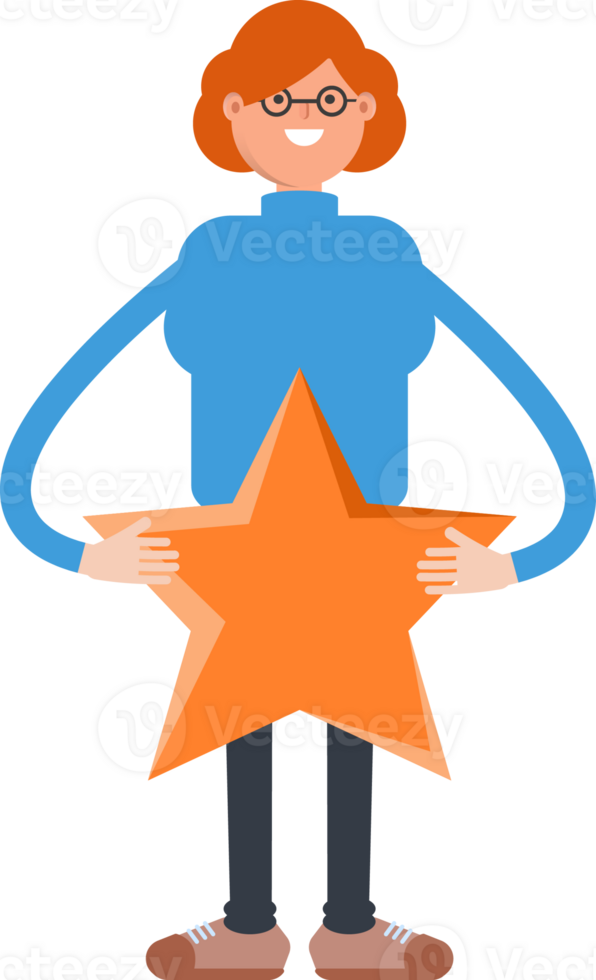 Woman Character Holding Star png