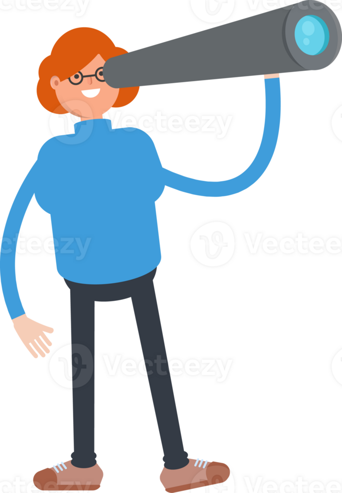 Woman Character Using Binoculars png