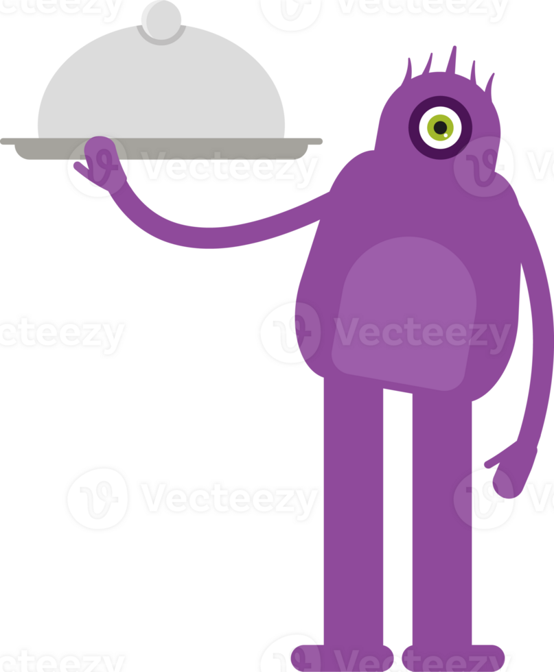 Monster Character Holding Food Dish png
