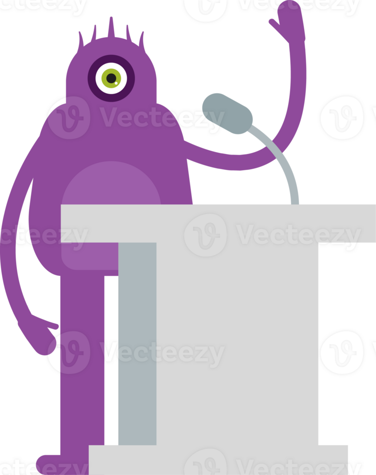 Monster Character Speaking on Podium png