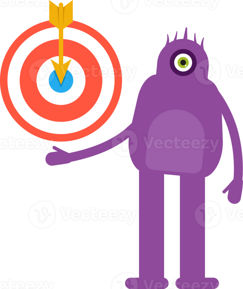 Monster Character Holding Dart png