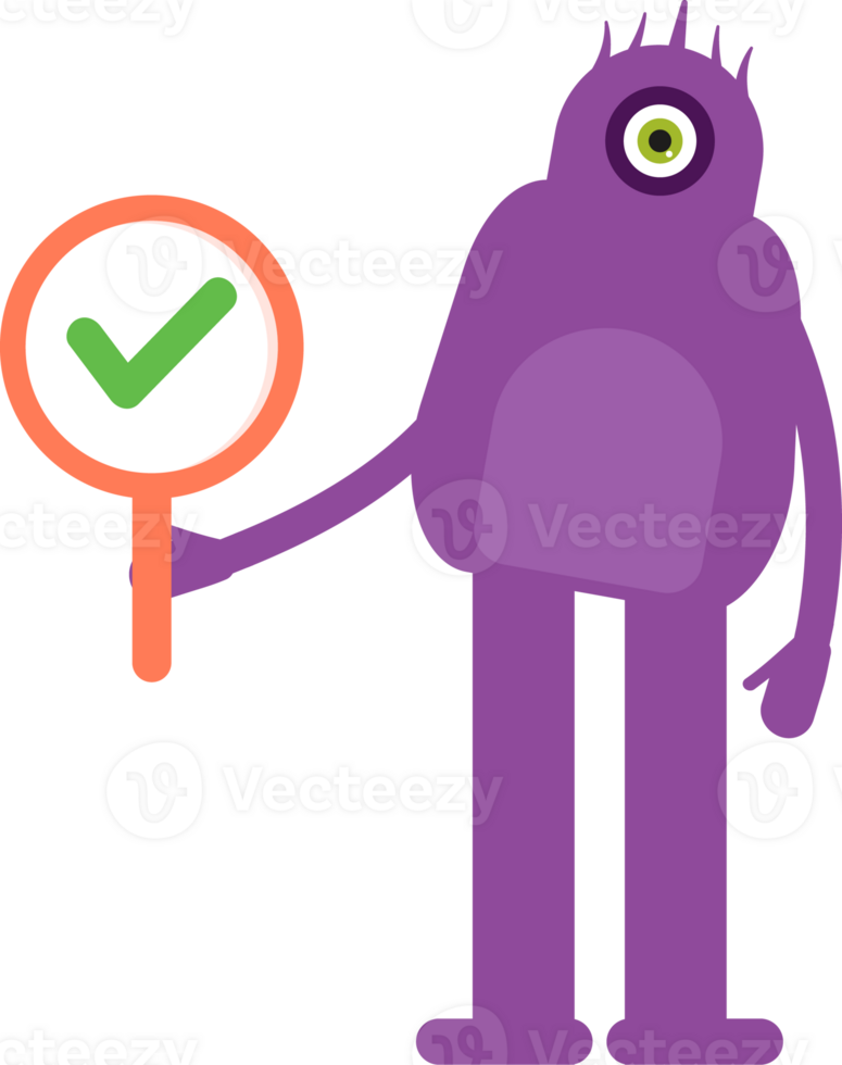 Monster Character Showing Check Mark png
