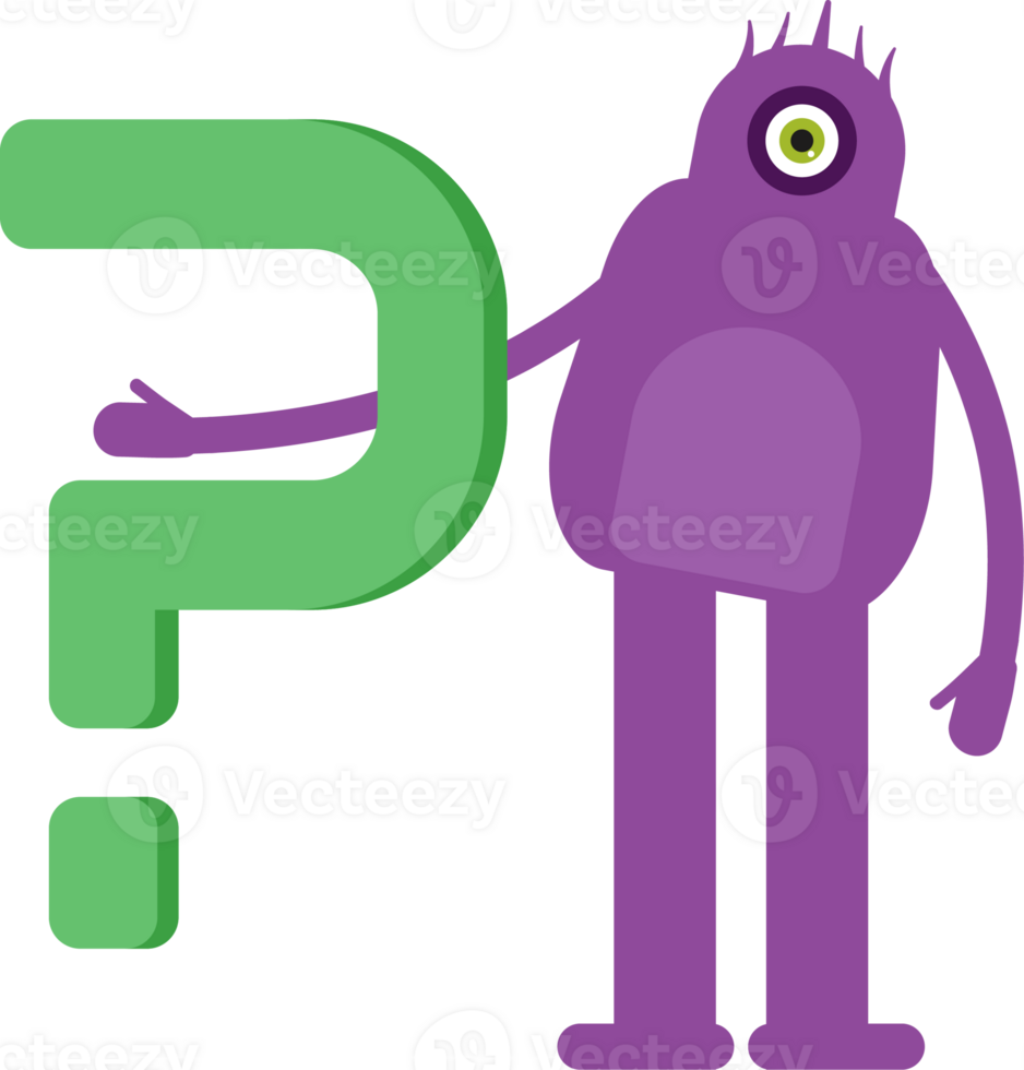 Monster Character and Question Mark png