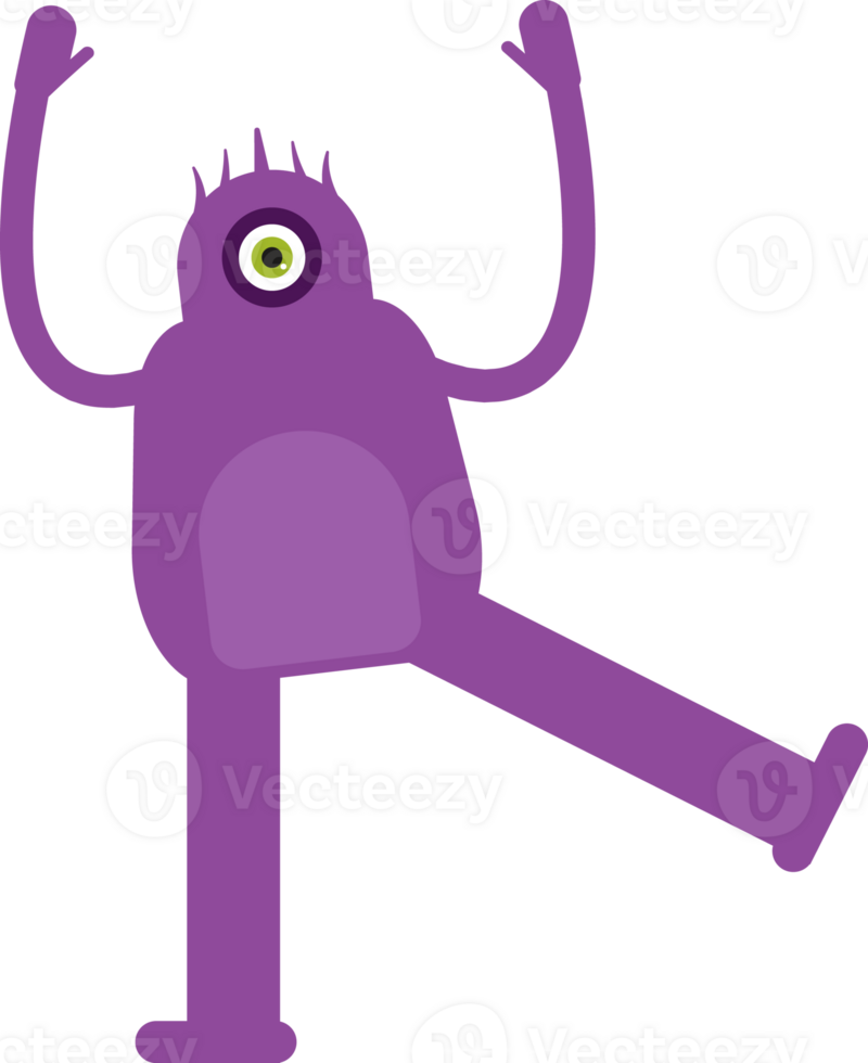 Monster Character Relaxing and Rising Both Hands Illustration png