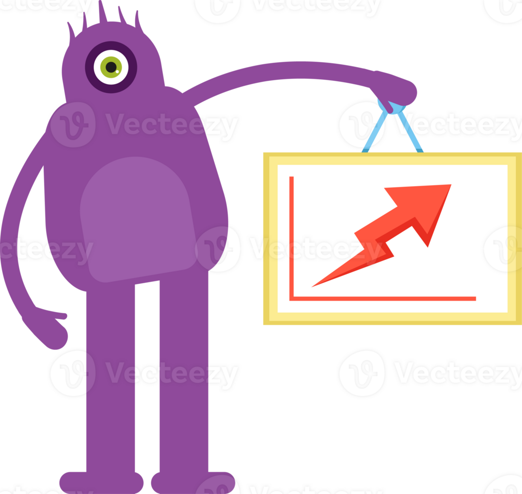 Monster Character Holding Arrow Chart png