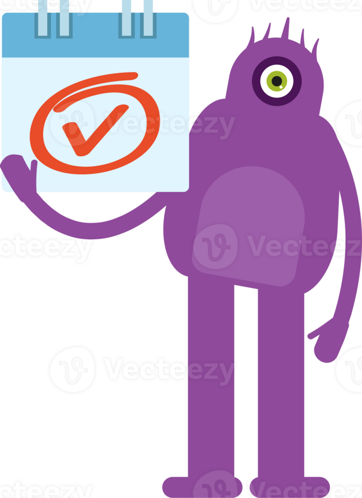 Monster Character and Check Mark Sign png