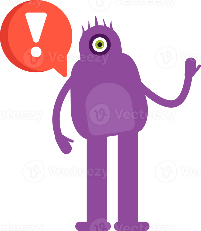 Monster Character and Error Sign png
