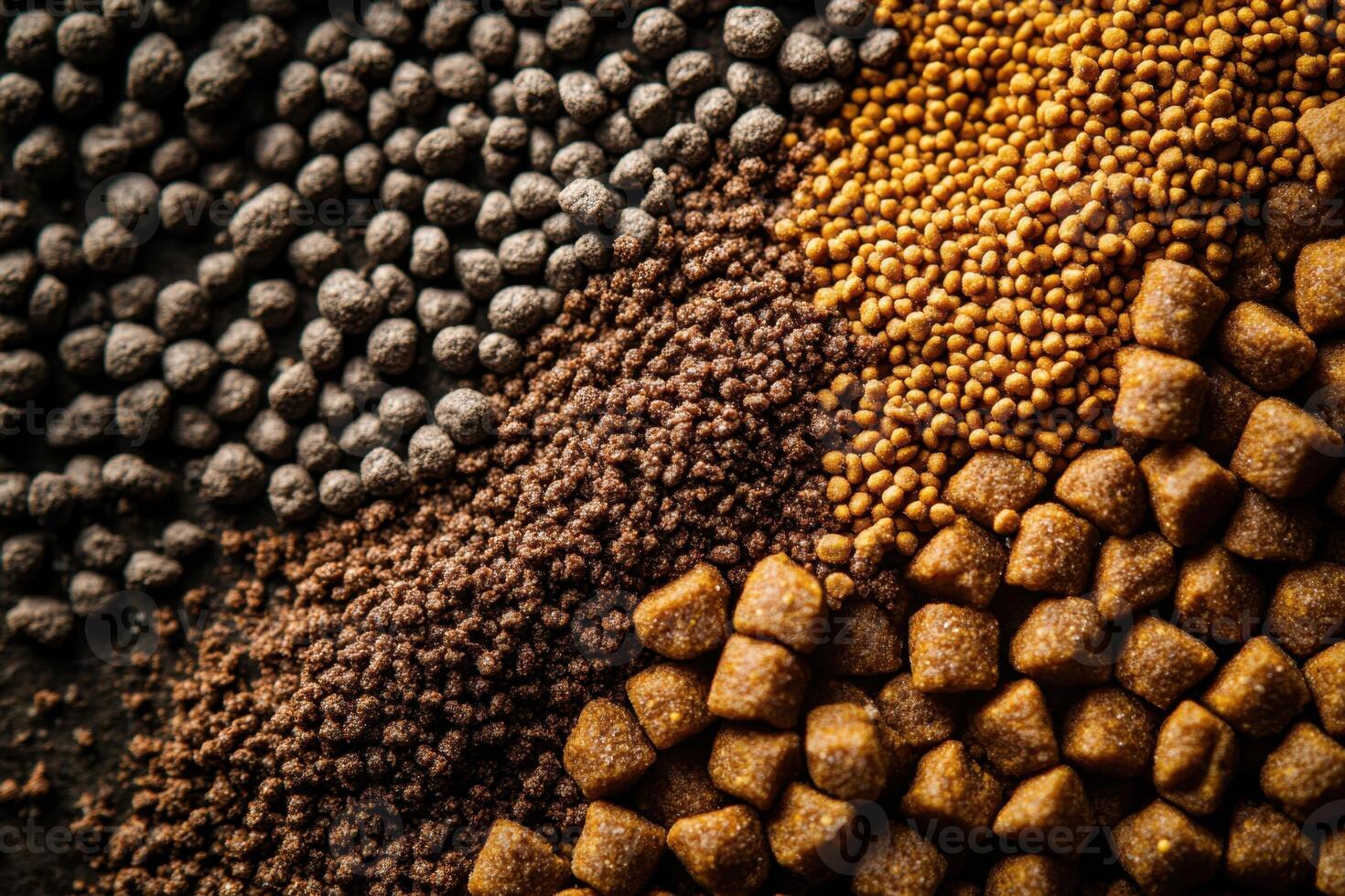 A close up of different colored dog food photo