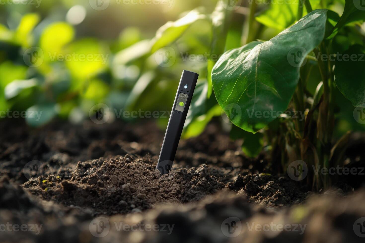 A small black object is sitting in the dirt photo