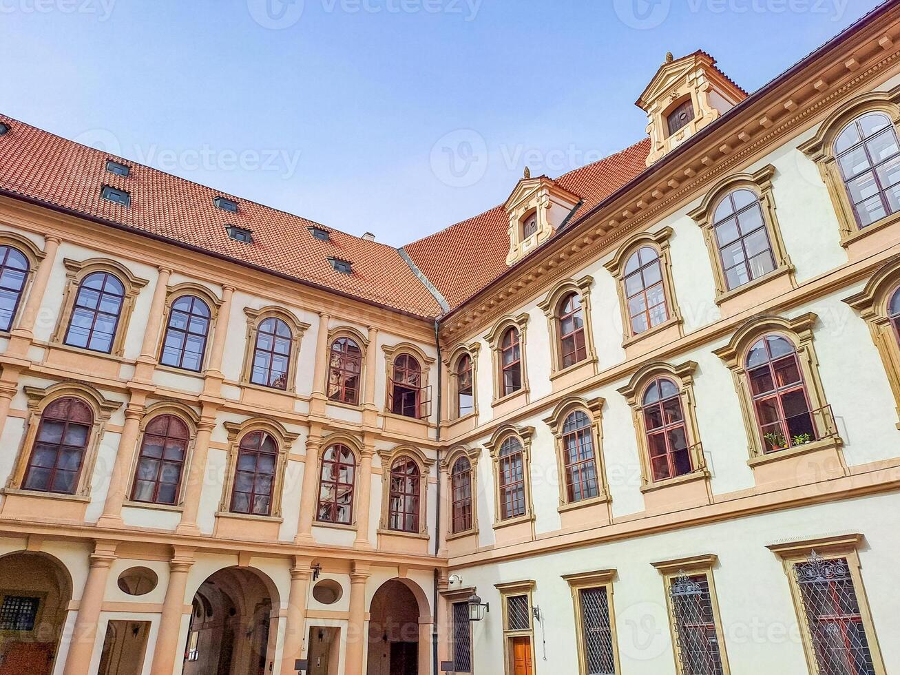 Prague- Czech- 8 April 2024. Wallenstein gardens with baroque palace in Prague photo