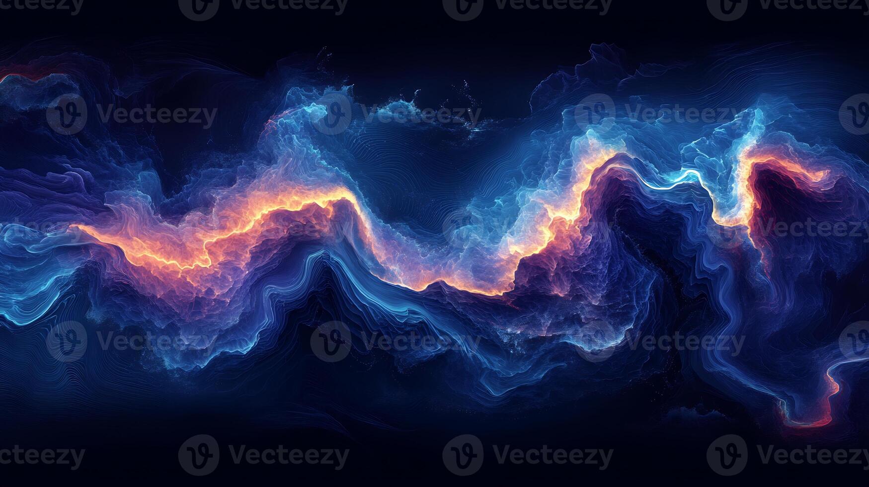 Abstract Gulf of Mexico map with flowing wave patterns, vibrant blue gradients, and modern typography photo