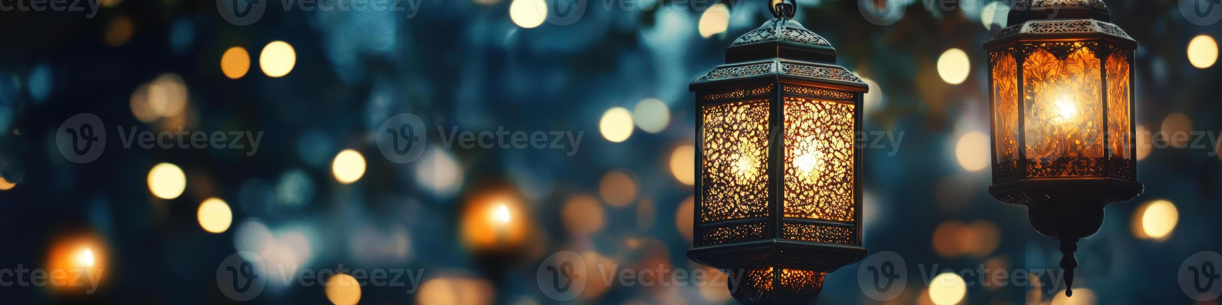 Ramadan lanterns on the background of bokeh photo