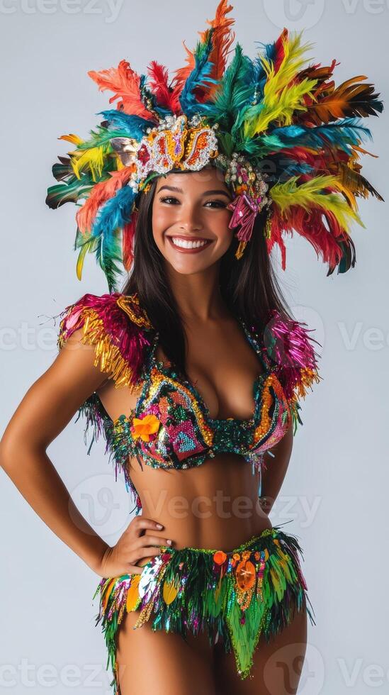A beautiful woman in a colorful costume photo