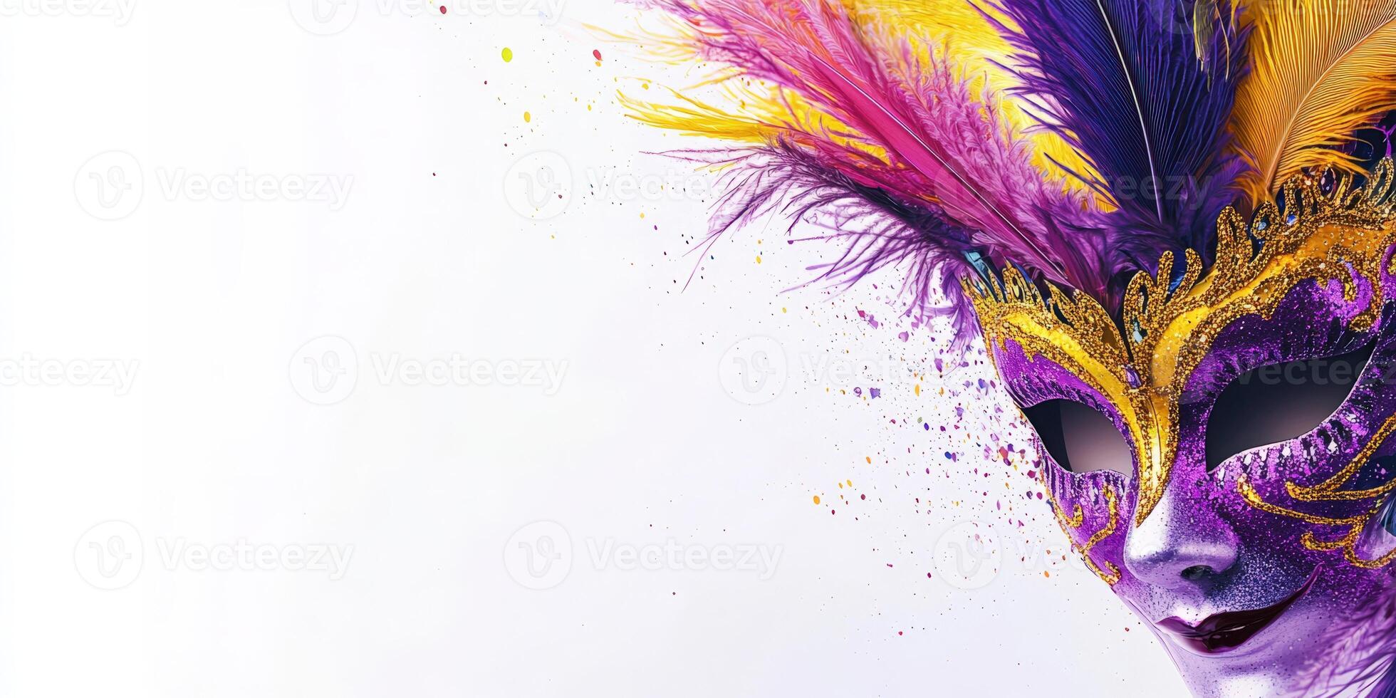 A colorful mask with feathers on it photo