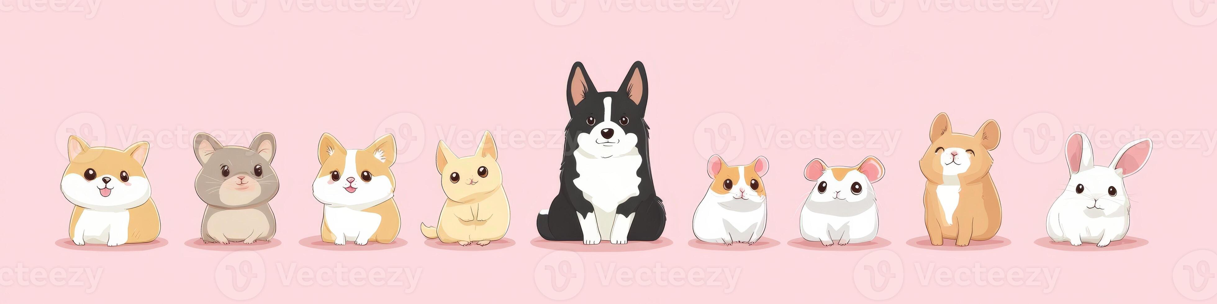 A group of dogs and cats standing together photo
