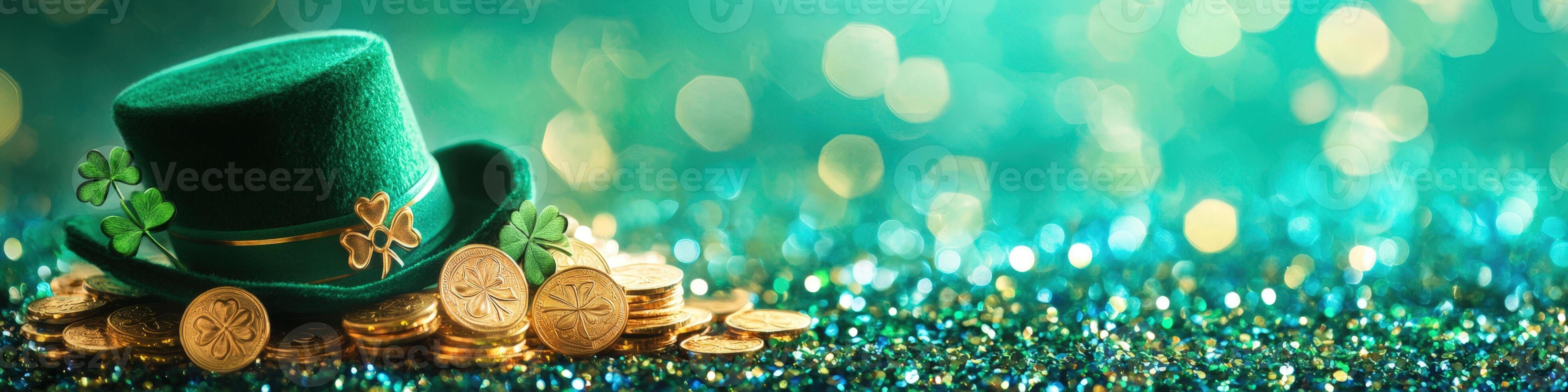 St patrick's day is coming up, and you can celebrate with a green hat and gold photo