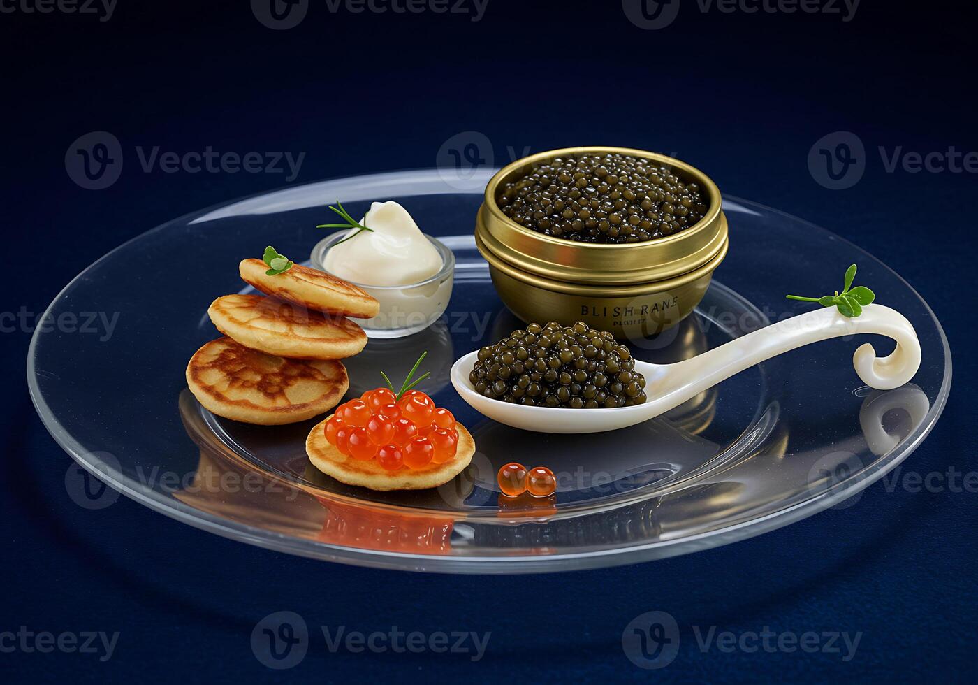 Elegant Caviar Presentation with Mini Pancakes photo