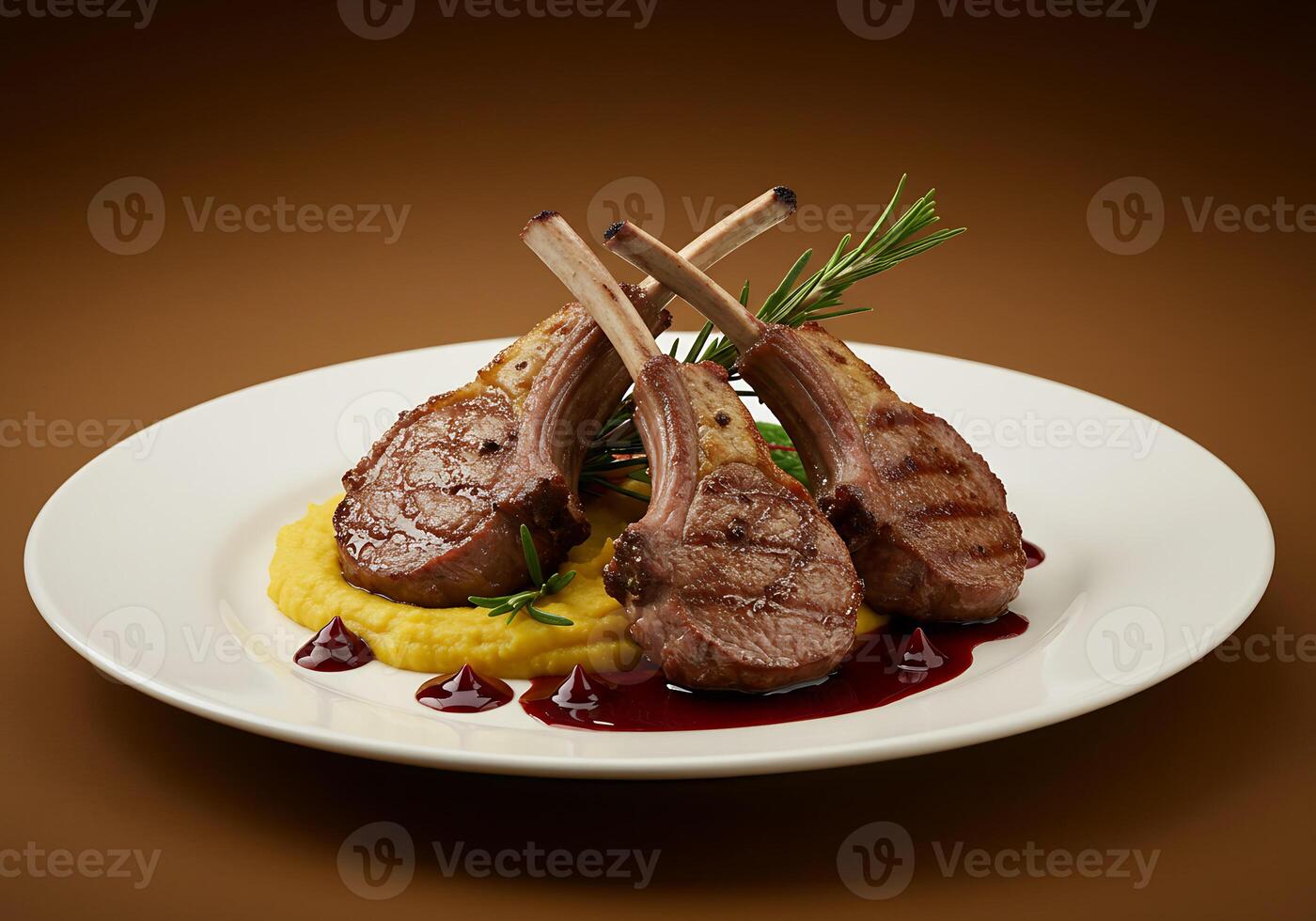 Grilled Lamb Chops with Creamy Puree delicacy photo