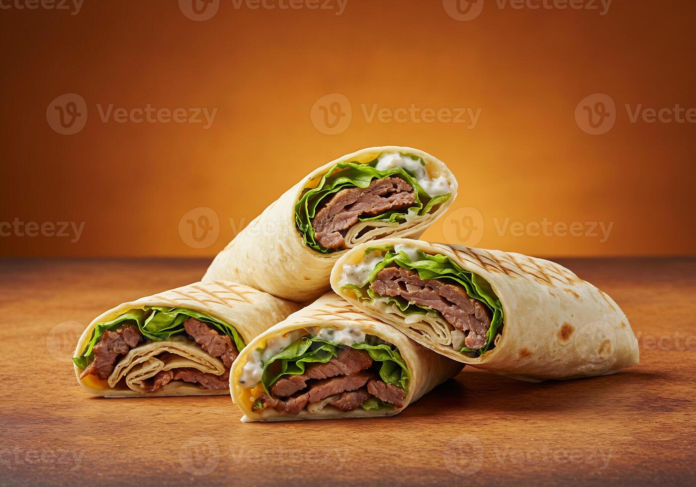 Savory Grilled Meat Wraps with Lettuce Burrito photo