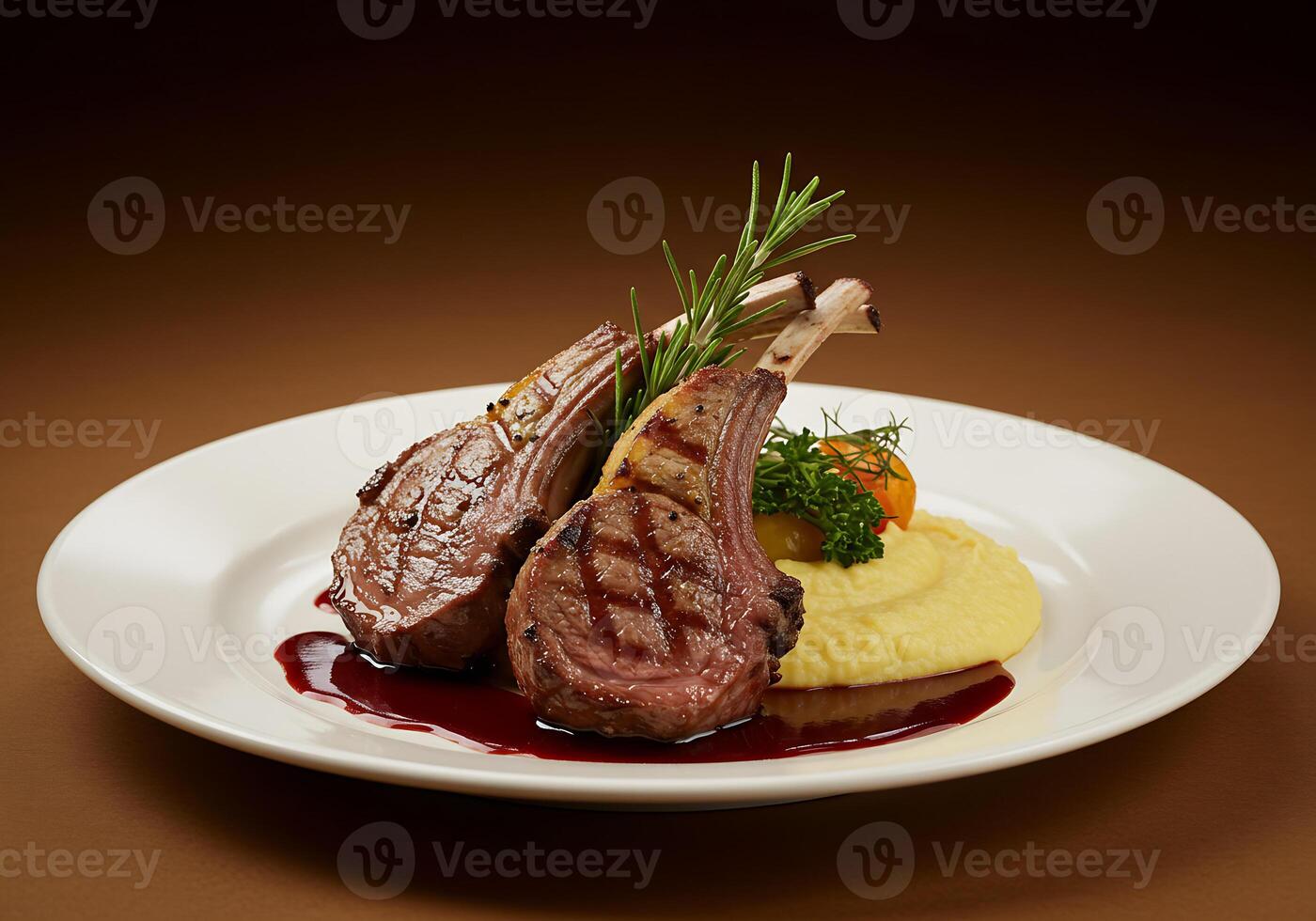 Grilled Lamb Chops with Creamy Mashed Potatoes red wine photo