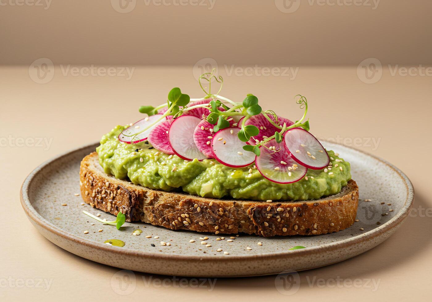Avocado Toast with Radishes and Microgreens toast photo