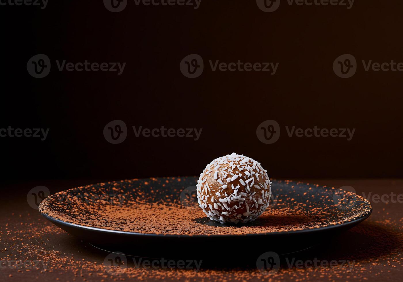 Single Chocolate Truffle on Cocoa Dust photo