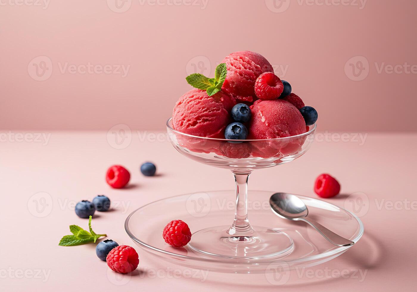 Refreshing Raspberry Sorbet with Summer Berries photo
