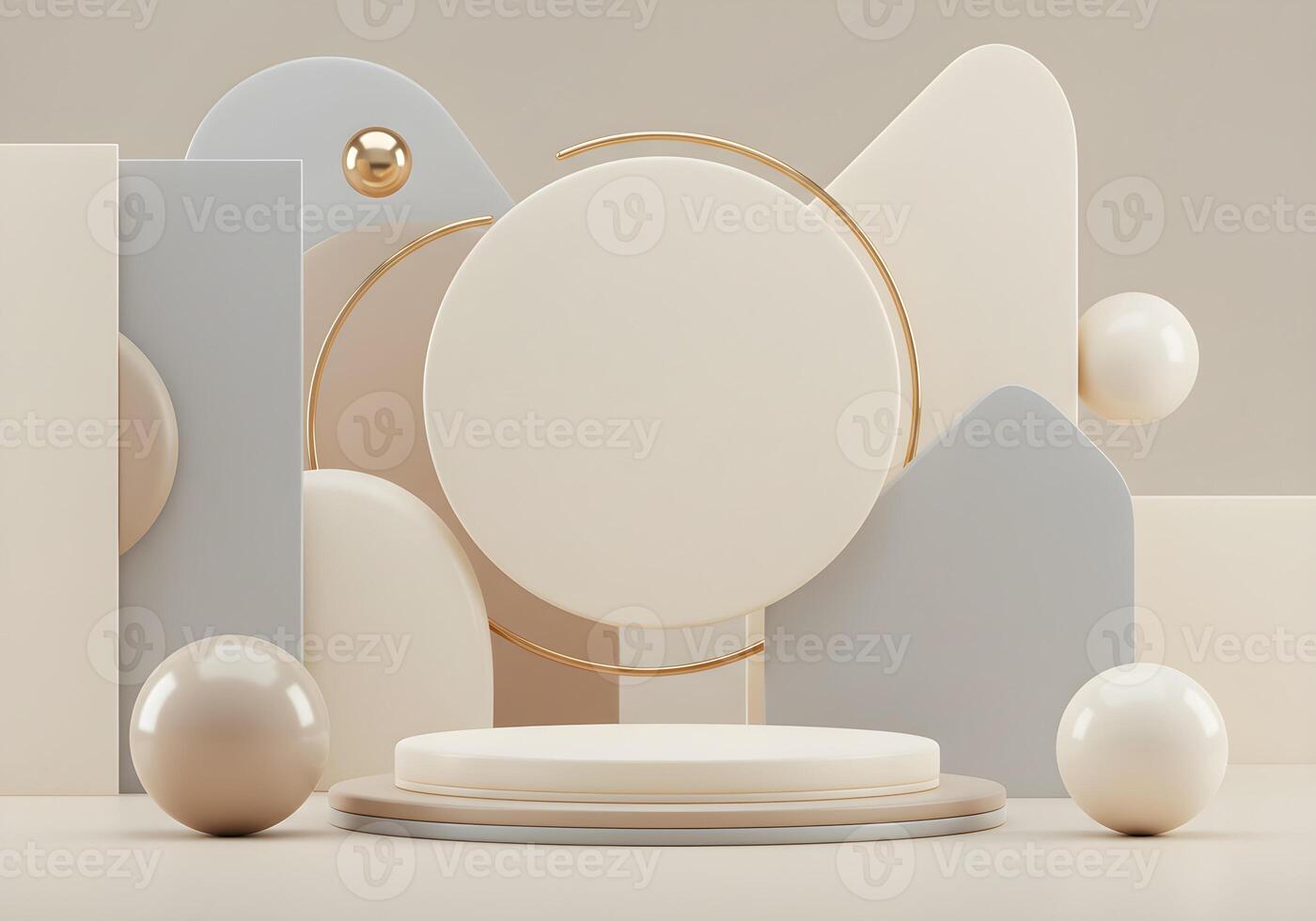 Abstract Neutral Tones Minimalist Geometric Display Platform photo