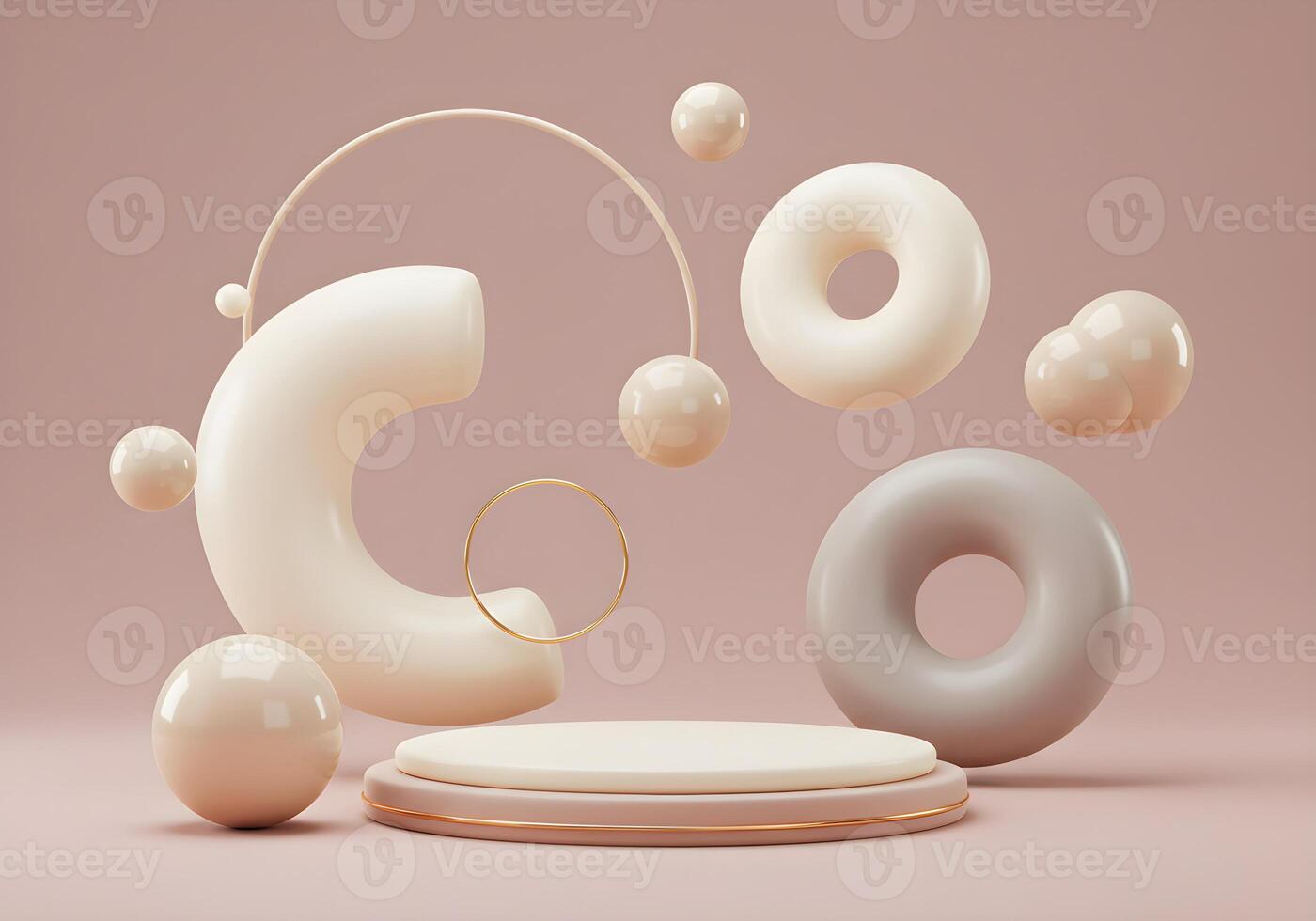 Abstract Pastel Forms and Geometric Stage Display photo