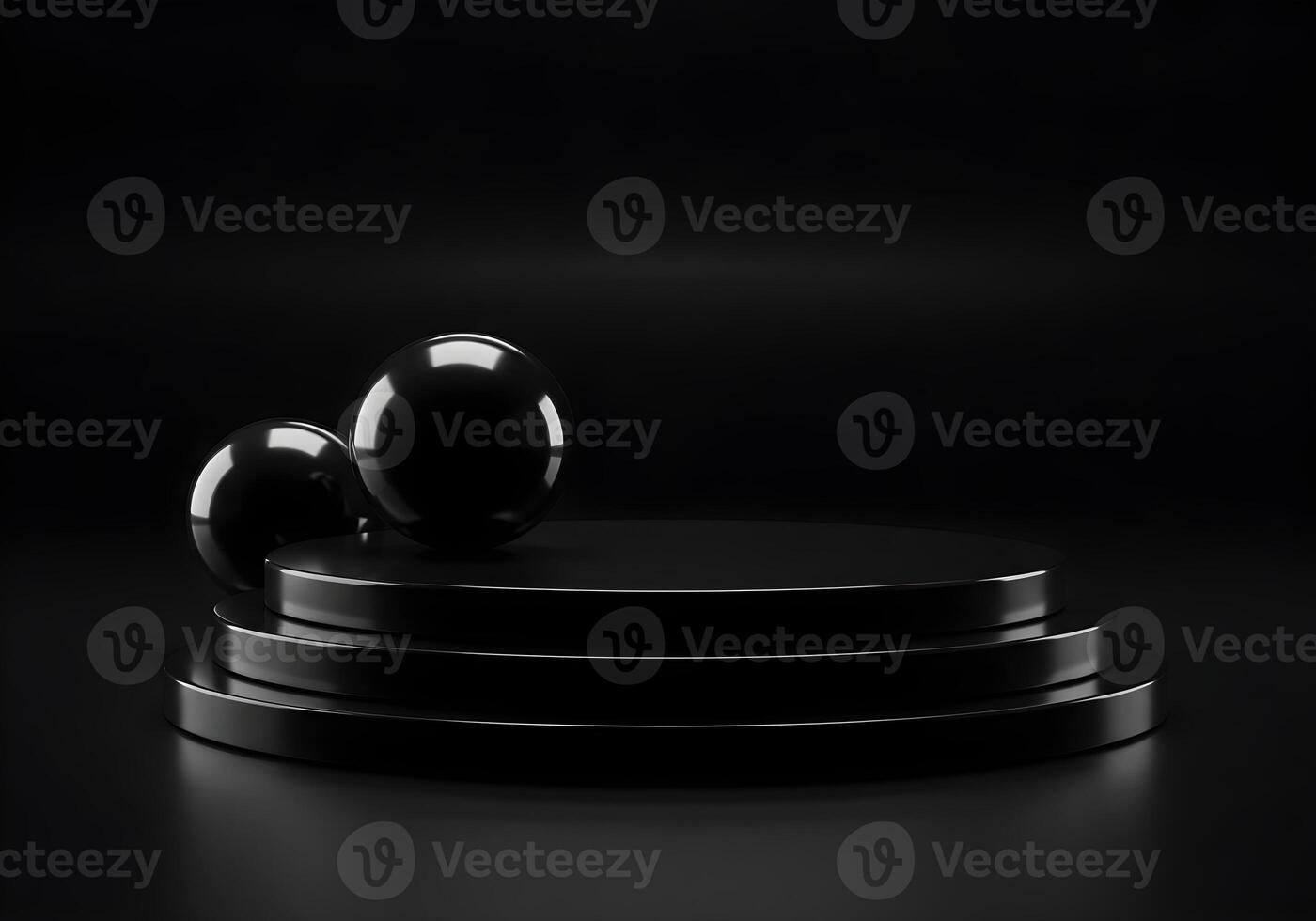 Mysterious Black Platform with Polished Spheres photo