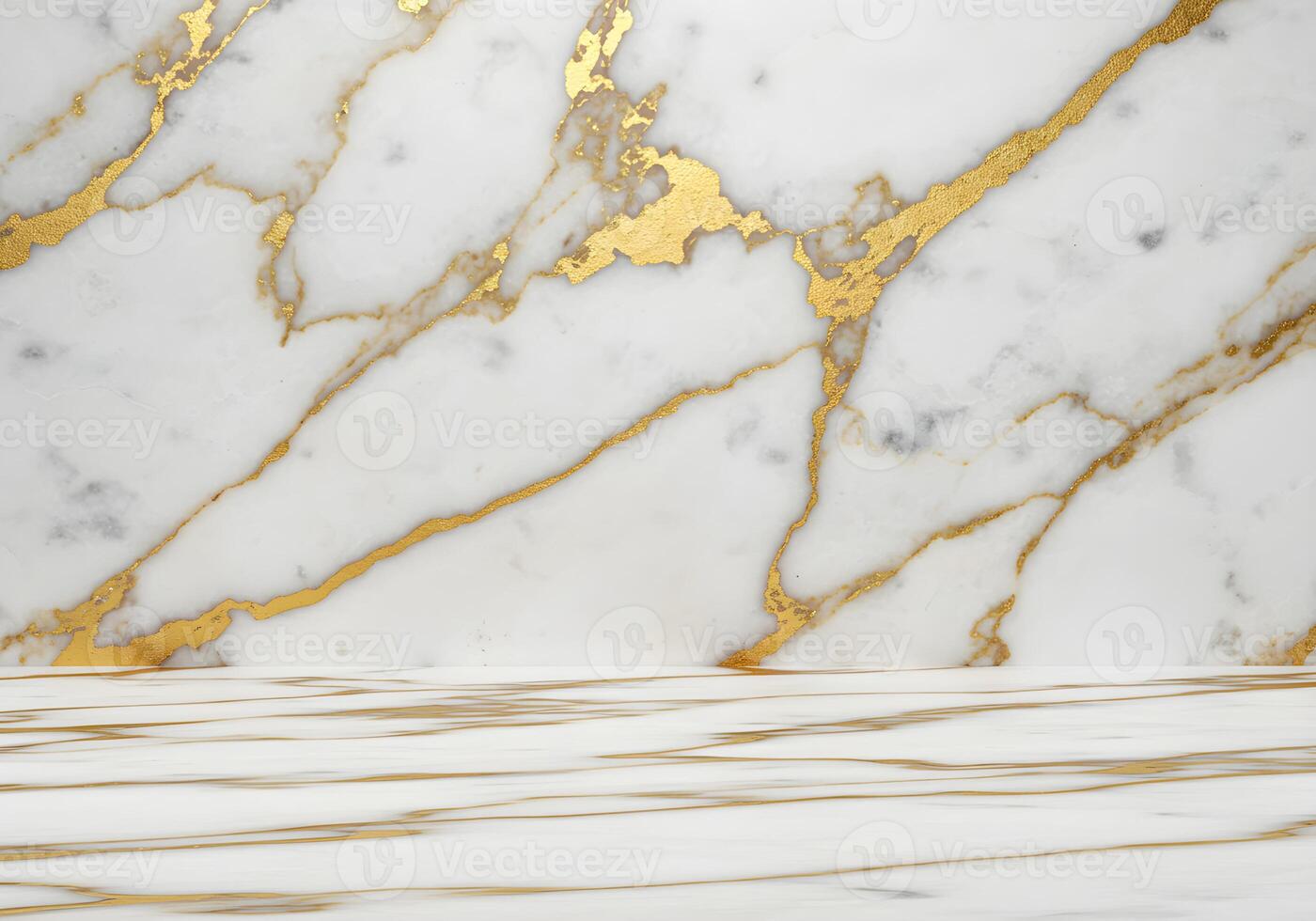 Elegant White Marble Background with Gold Veining and Surface photo