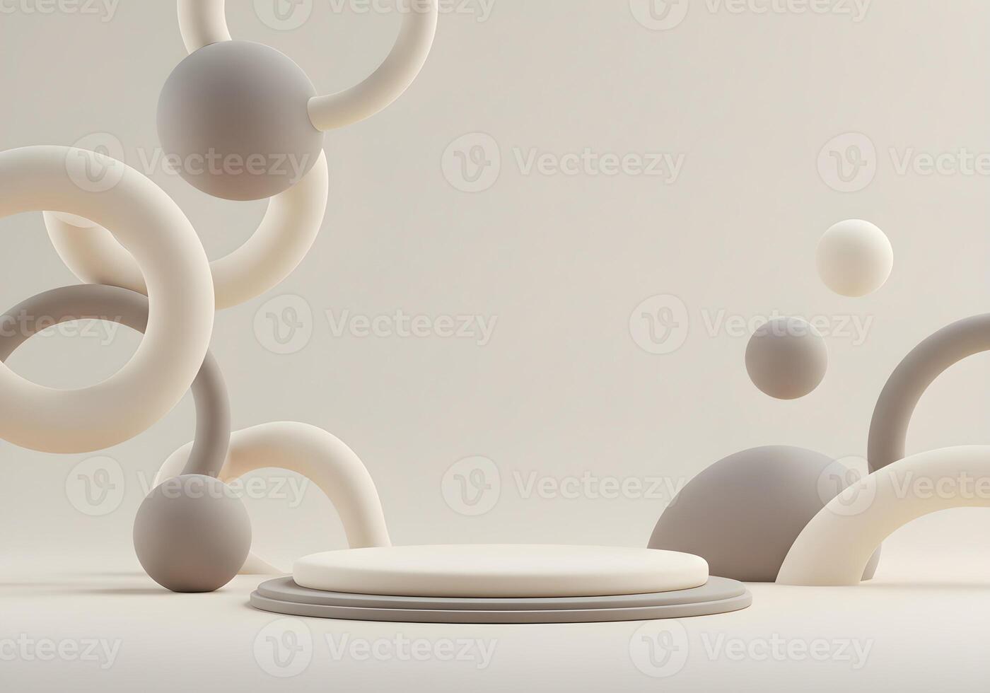 Abstract Beige and Gray Geometric Platform Display photo
