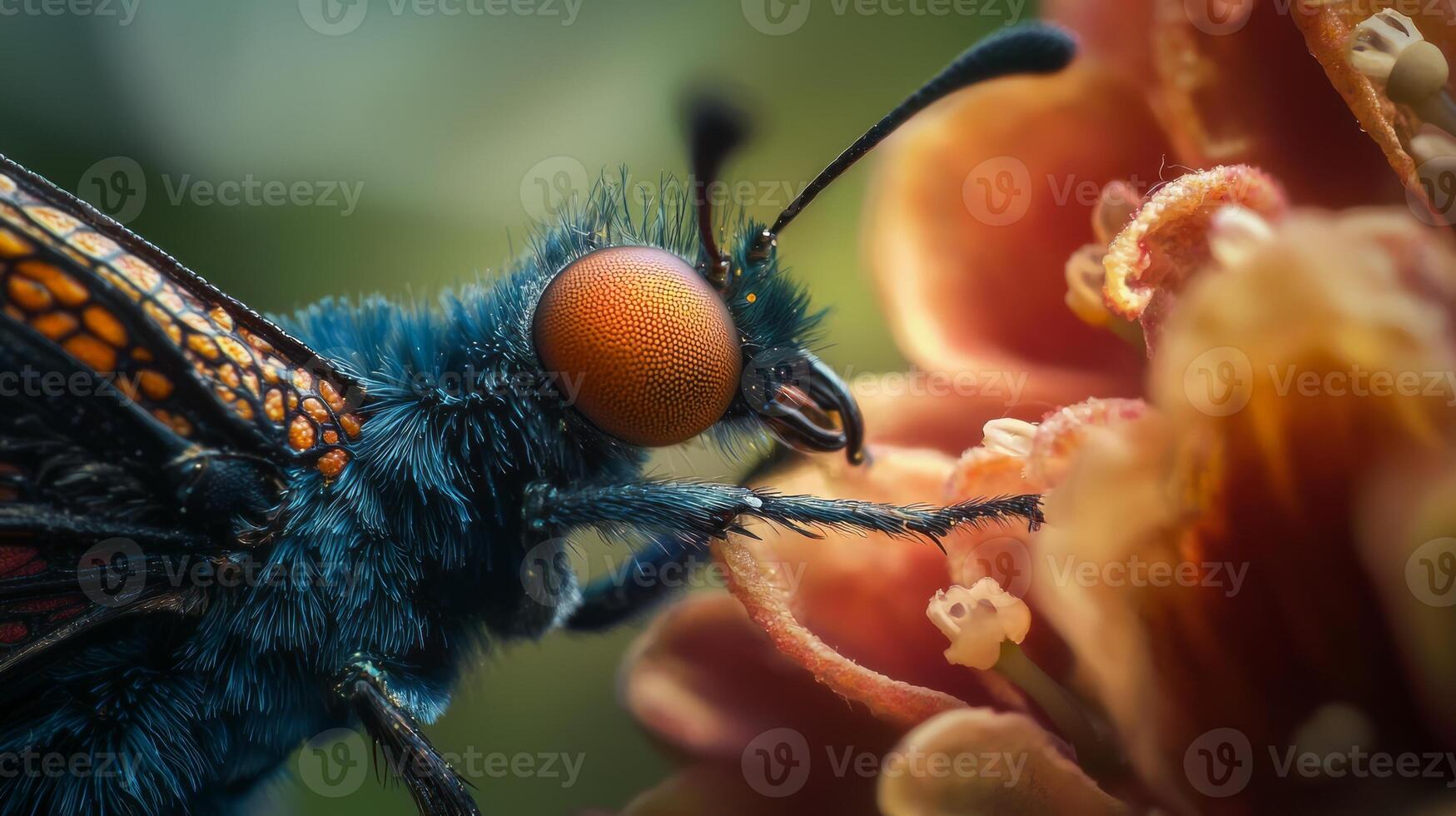 A close up of a butterfly with orange eyes photo