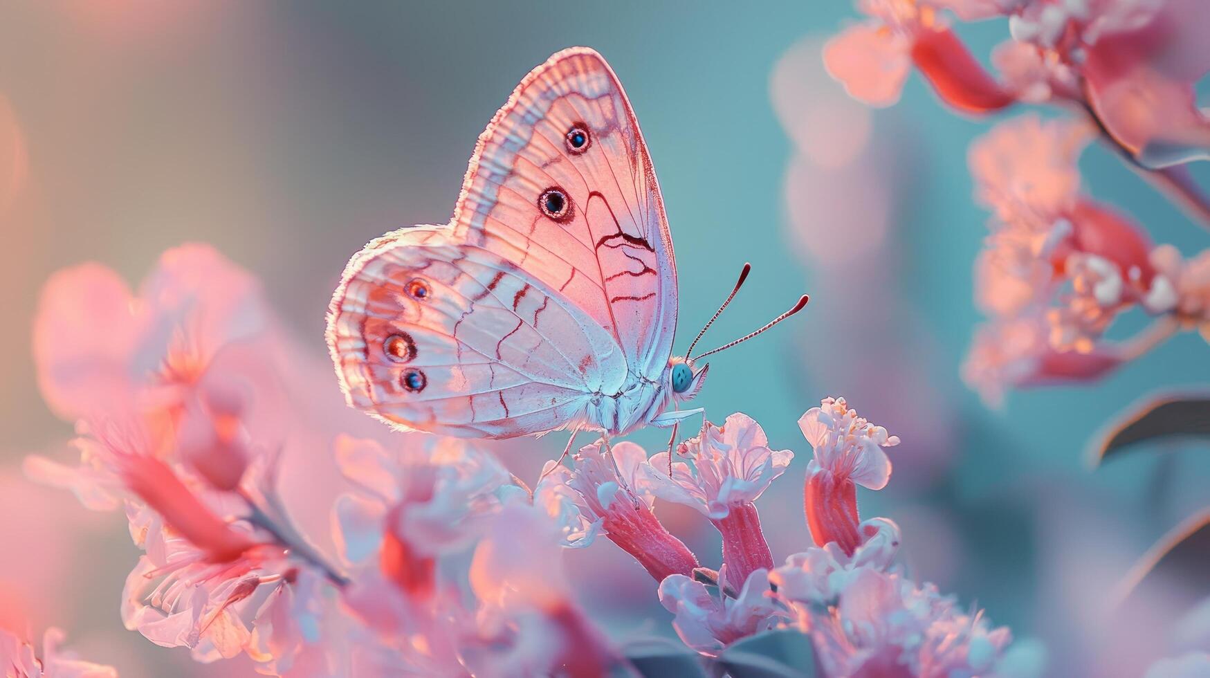 A butterfly is sitting on a flower photo