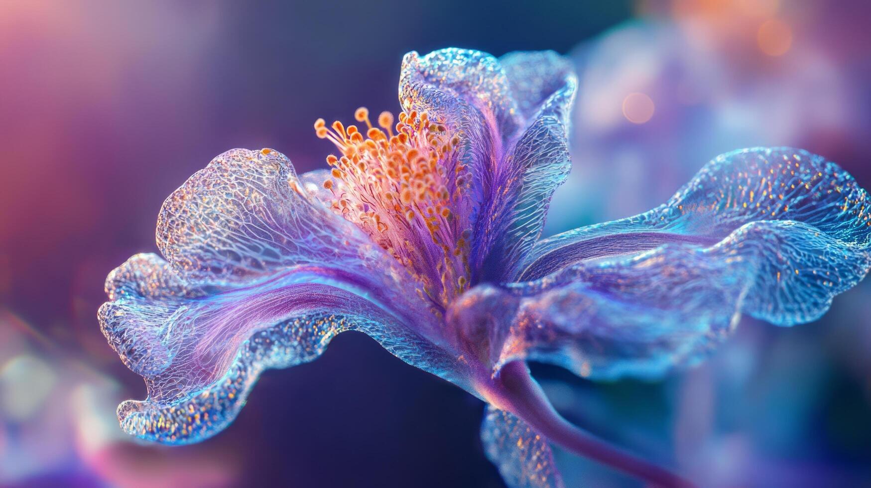 A close up of a purple flower with a blurry background photo