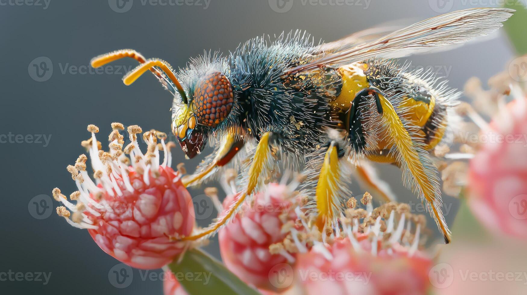 A bee on a flower photo