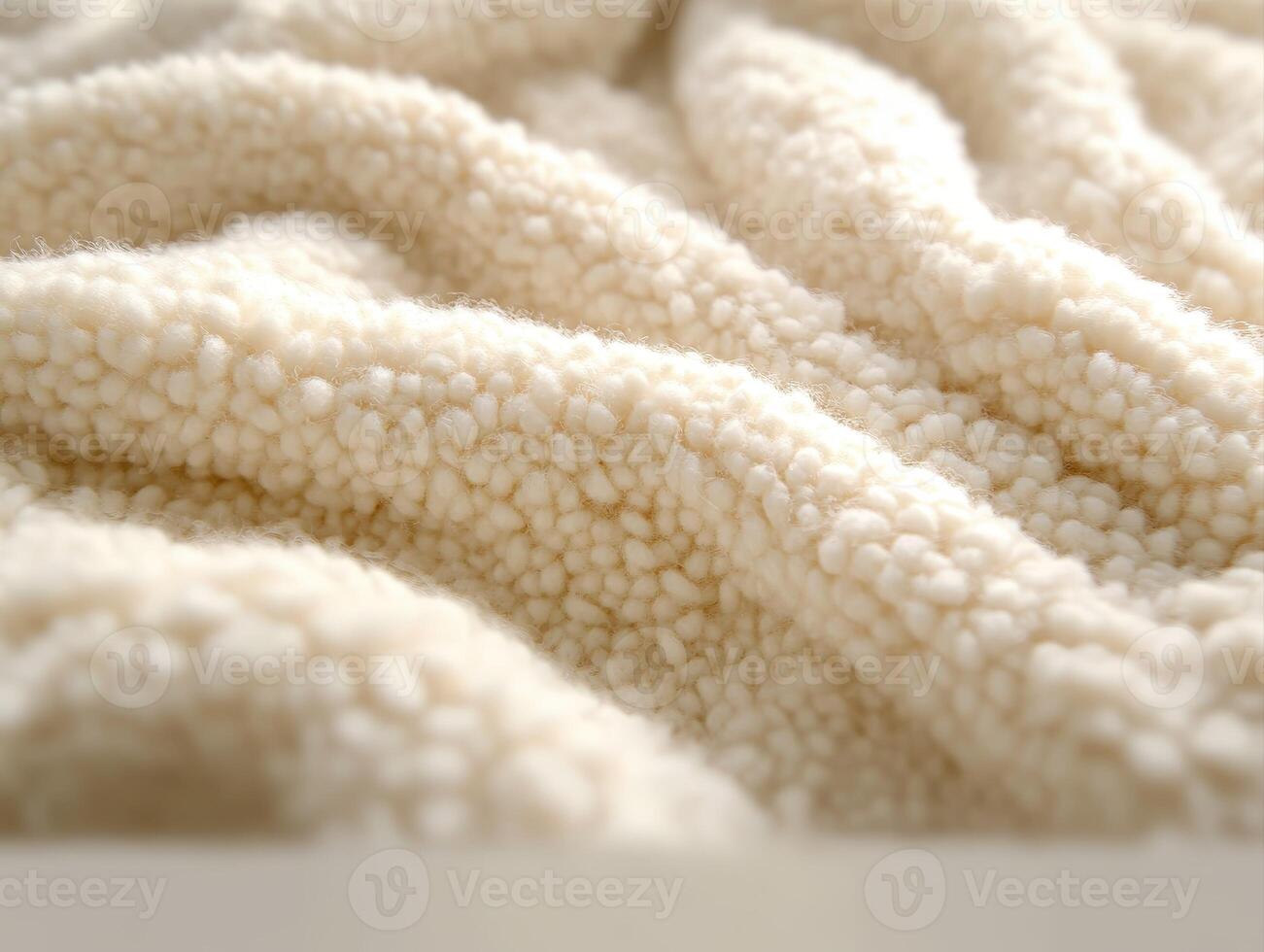 Soft and cozy boucle fabric in cream color texture close-up photo
