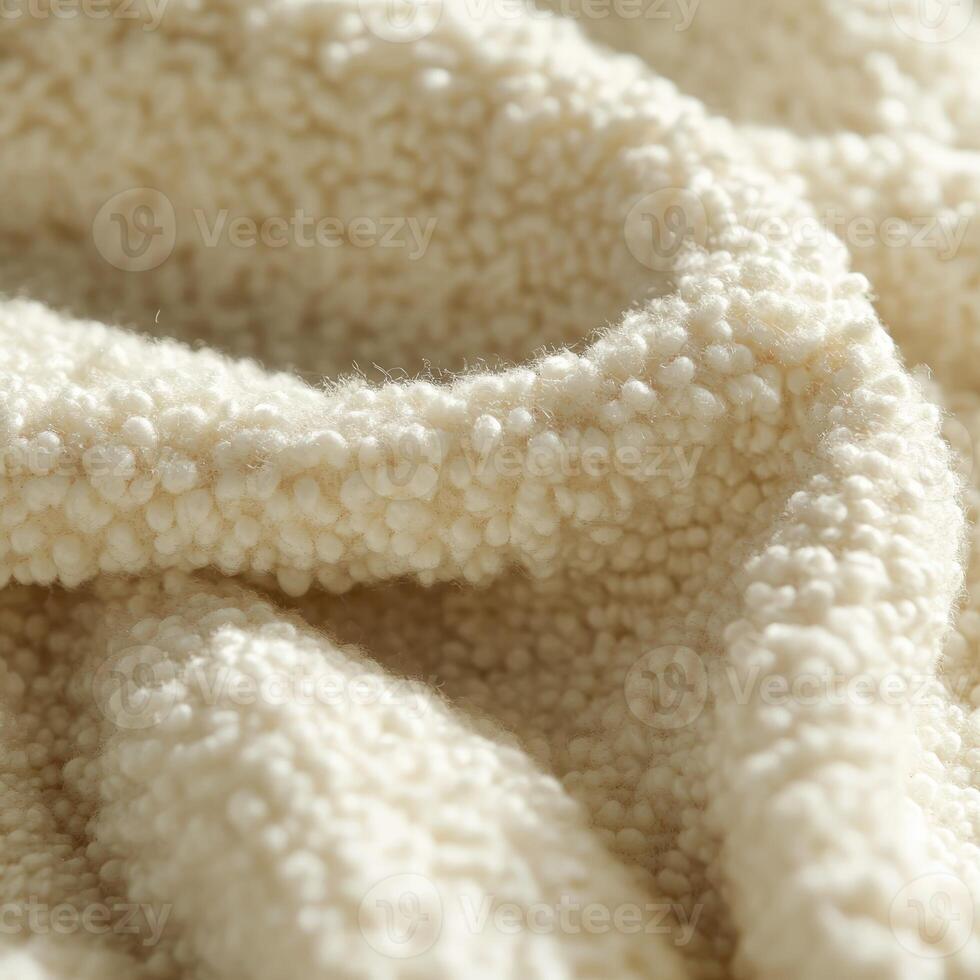 Soft boucle fabric showcasing intricate texture and cream color photo