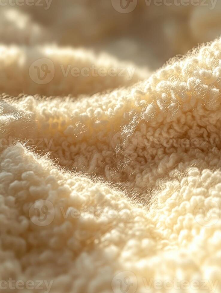 Close-up view of soft boucle fabric displaying texture and warmth photo