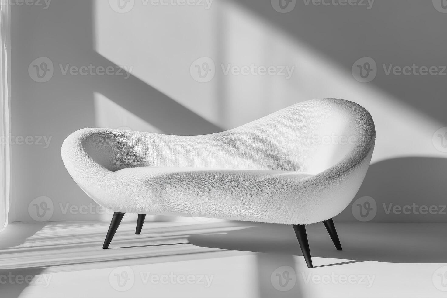 Elegant boucle sofa design in minimalist living room photo