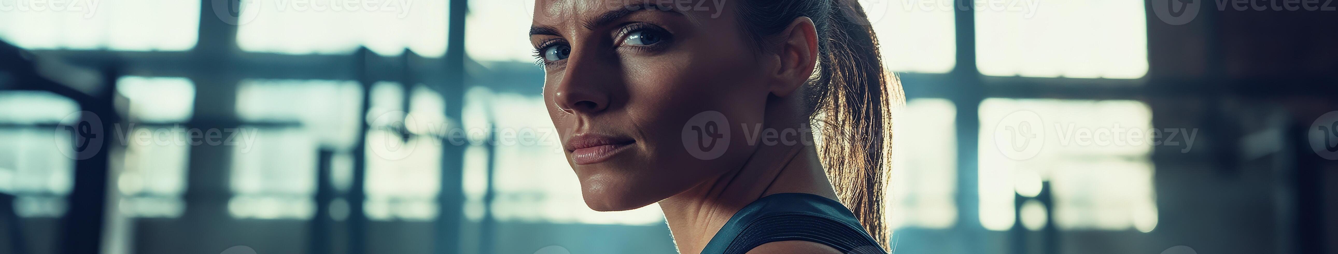 Fitness coach training in gym setting photo