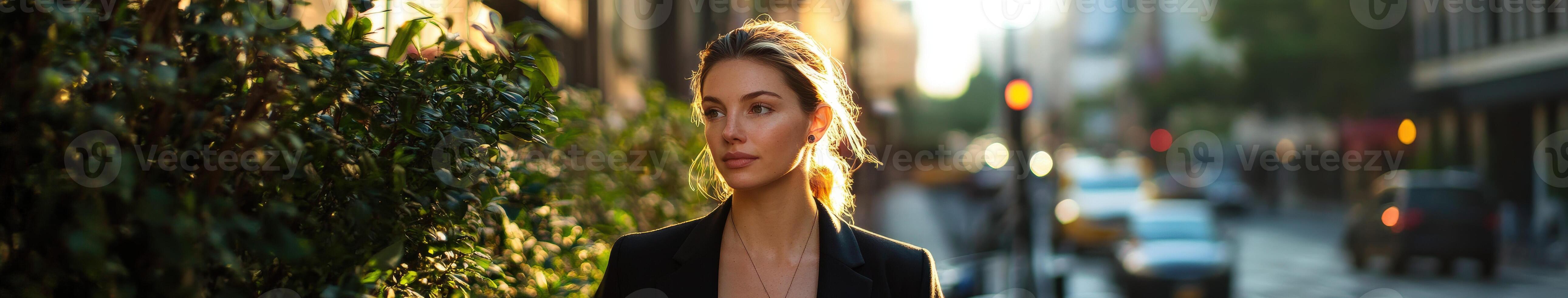 Stylish entrepreneur walks in city street photo