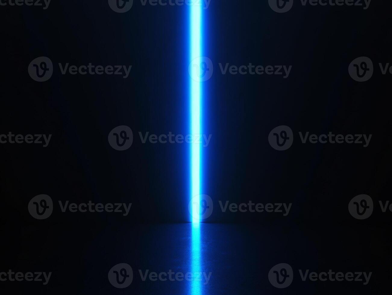 Bright blue light beam illuminating a dark space photo