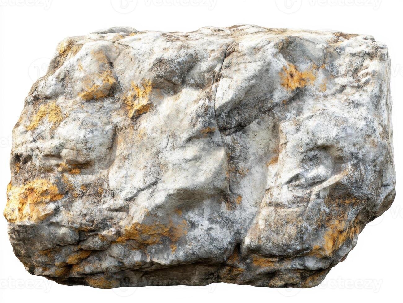 Large textured rock with weathered surface in natural setting photo