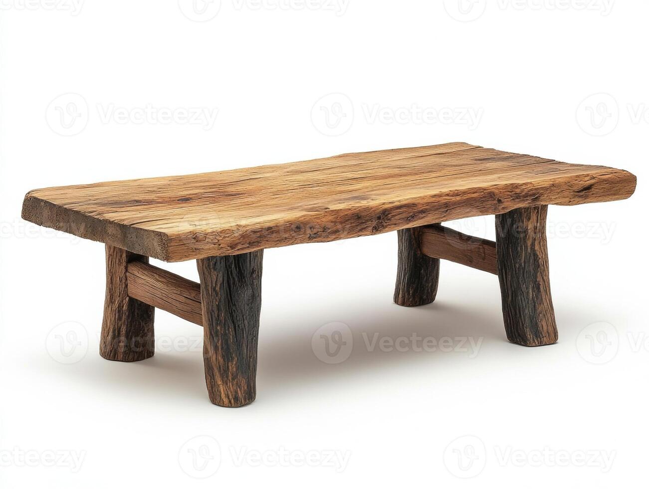 Unique handcrafted wooden table with natural finish and rustic charm photo