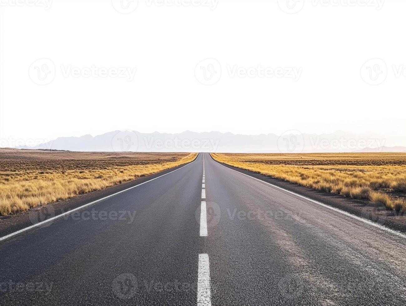 Vast empty highway stretching into the horizon during daylight photo