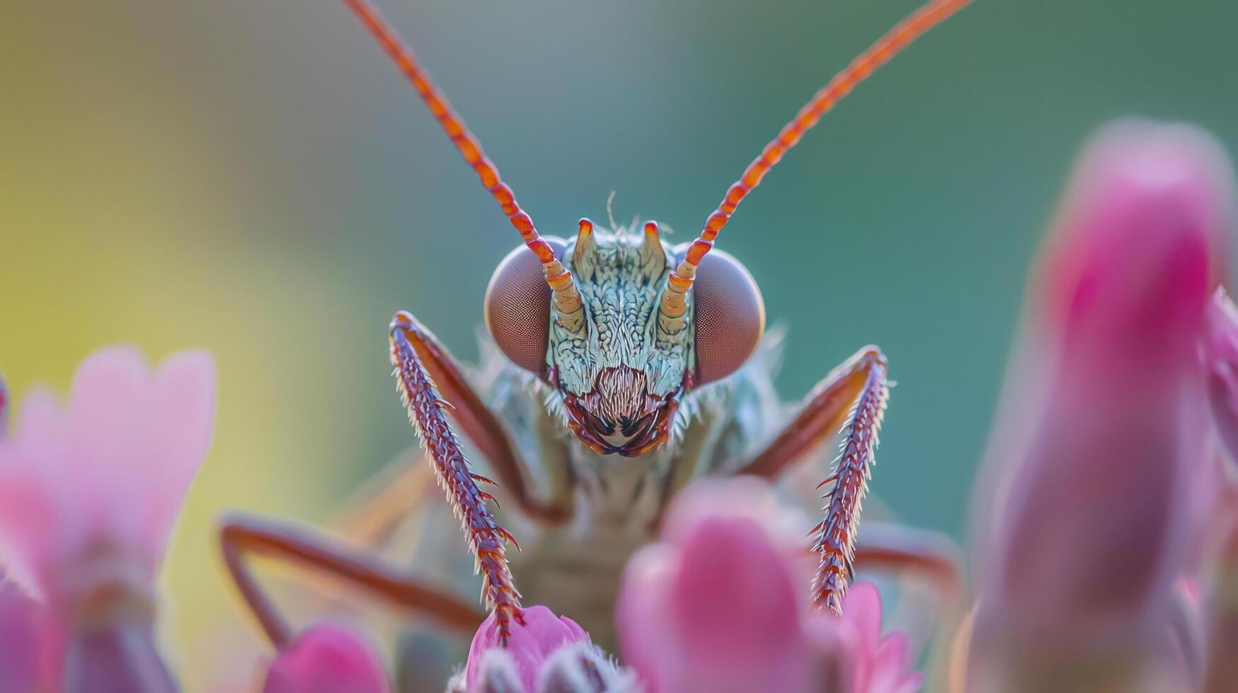 A close up of a grasshopper on a flower photo